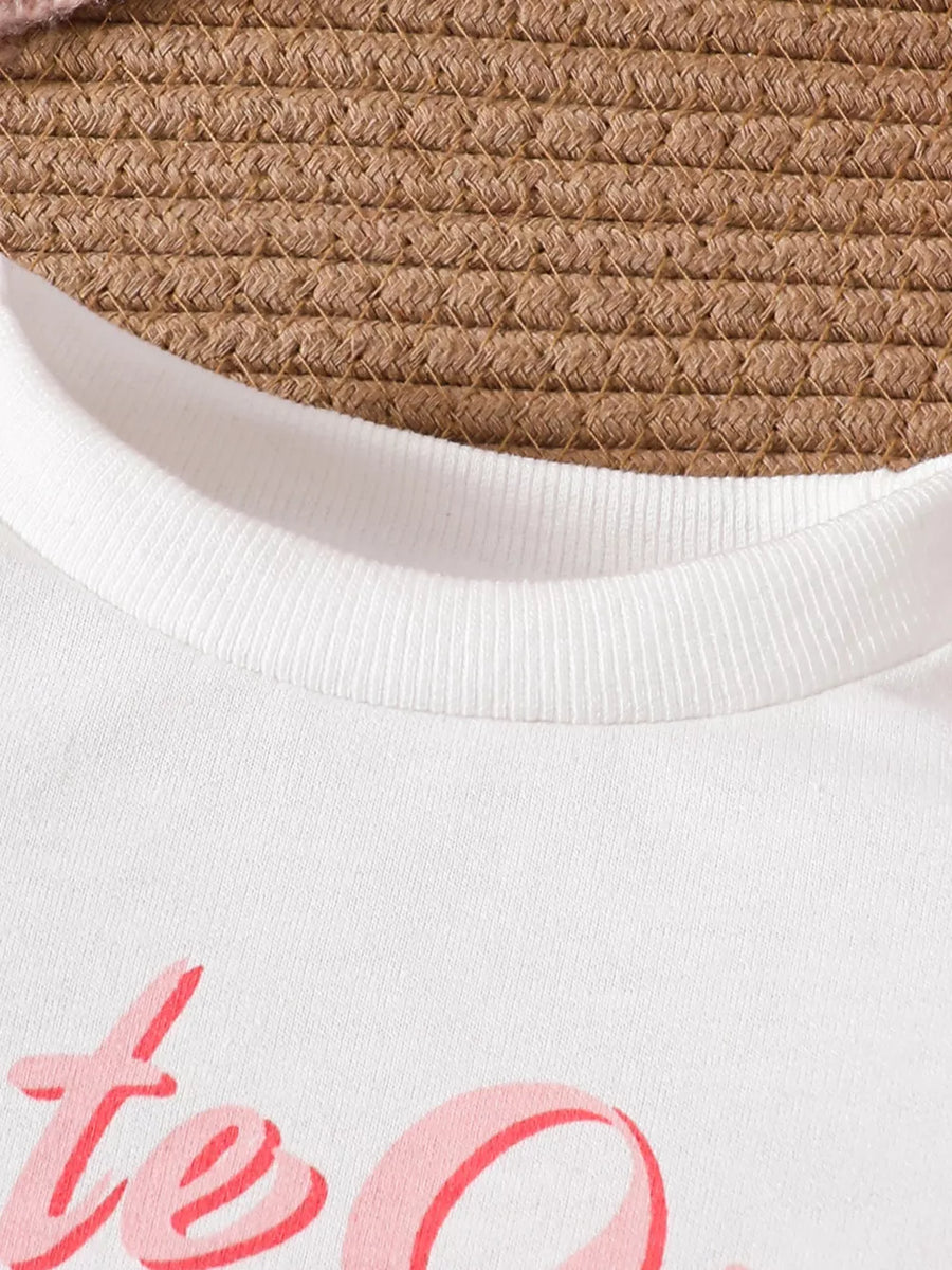 Children's Bow Long Sleeve Top And Pants Set in White