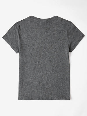 Dark gray t-shirt with textured finish and crew neck
