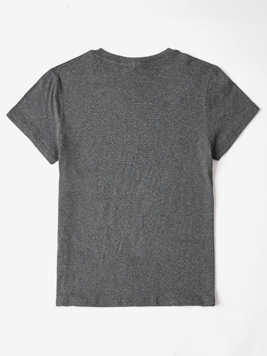 Dark gray t-shirt with textured finish and crew neck