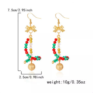 earrings in red with bow detail and mini
