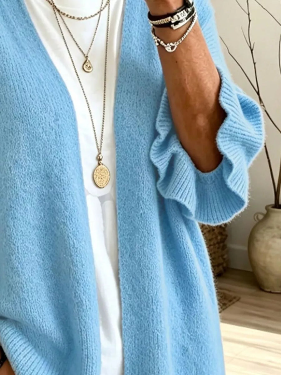 Dark Navy cardigan with ribbed and 3/4 sleeve