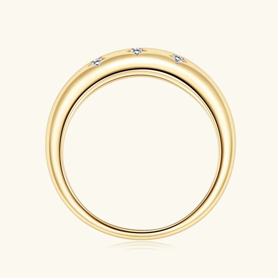 Gold dome ring with scattered starburst diamonds