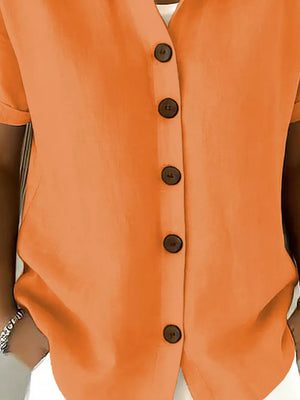 Full Size Button Up Short Sleeve Shirt in Army Green, view 15