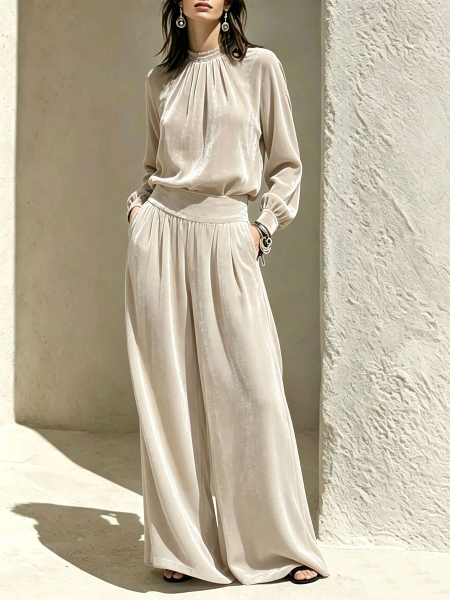Beige matching set with full-length and pullover