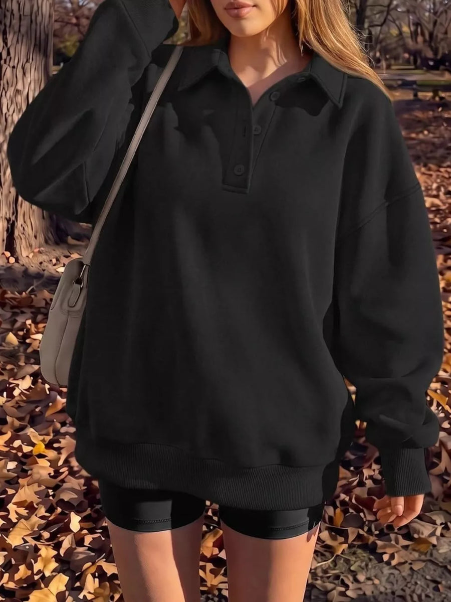 Light Gray sweatshirt with ribbed cuffs and long sleeve