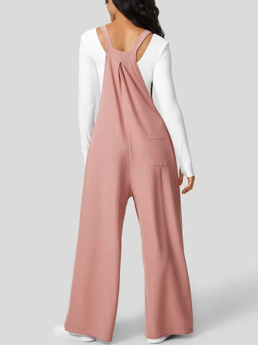 Polyester overalls in Black with relaxed silhouette