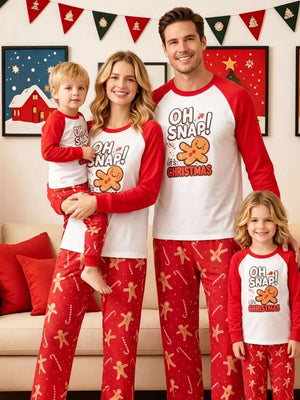 pajama set featuring graphic print, gingerbread man print, candy cane print in white with 95% polyester, 5% spandex Care