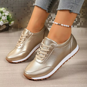 PU Leather, Rubber Imported Size & sneakers in Gold with regular silhouette