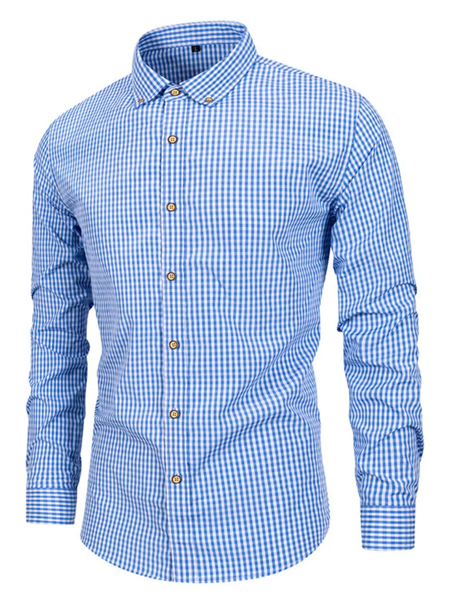 95%cotton, 5%spandex Care instructions: Machine wash cold button-down shirt in Red with slim silhouette