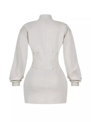 Casual Zip-up Long Sleeve Mini Dress option 10