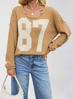 Apricot pullover sweater with cropped and pullover