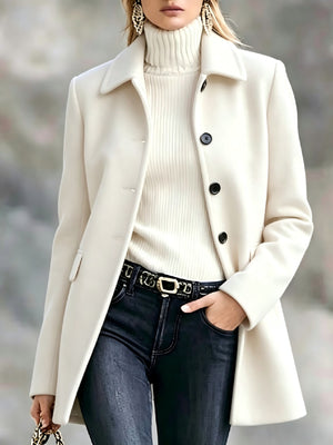 Khaki straight overcoat with collared