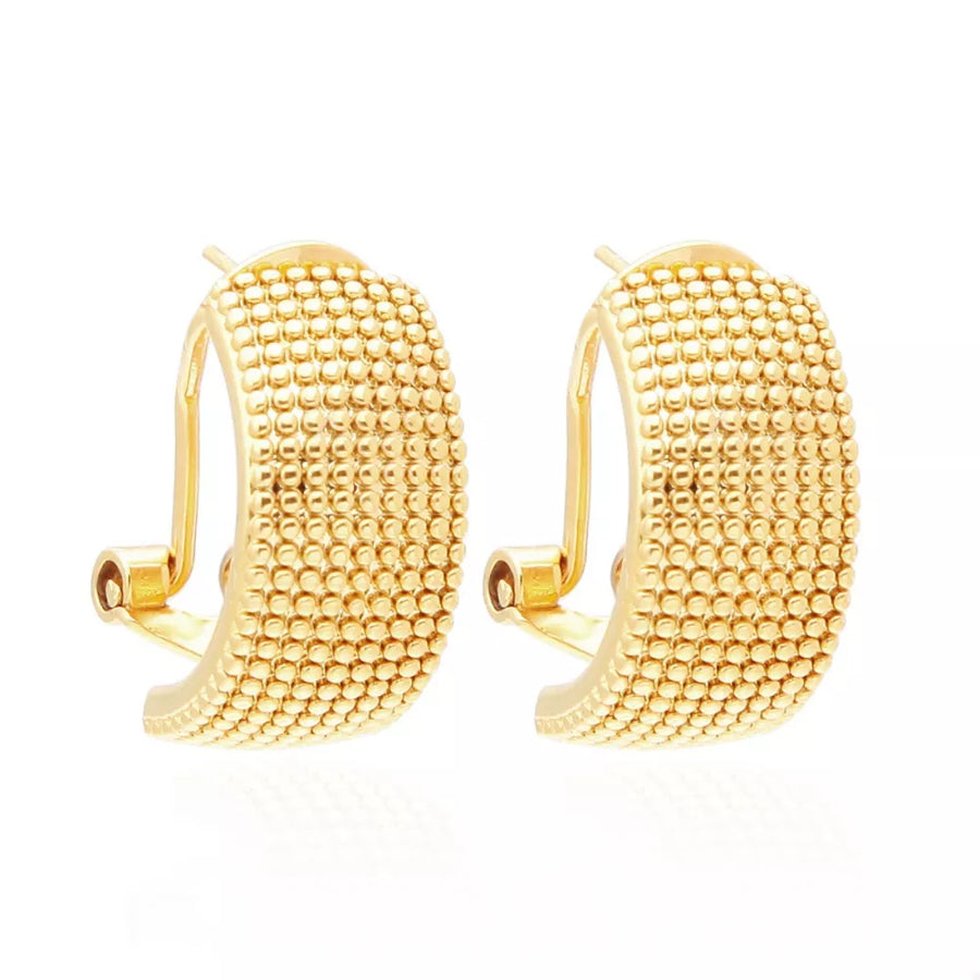 earrings featuring textured in gold with 18K Gold-Plated, Copper Care instructions: Avoid wearing during exercise, as swe