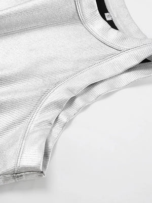 tank top in silver with basic style and hip-length