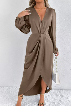 midi dress in Light Indigo with split and midi