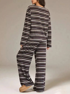 pajama set in Burgundy with striped and long-sleeve