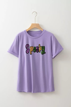 t-shirt in lavender with plus-size and hip-length