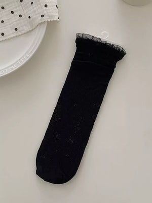 socks featuring lace in White with cotton Imported Size & texture