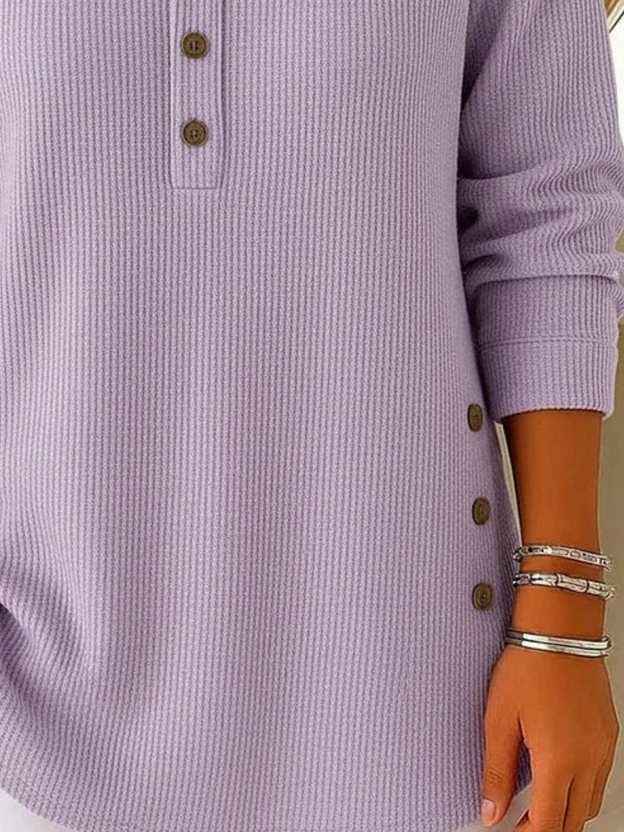 100% polyester Care instructions: Machine wash cold henley in Light Brown with relaxed silhouette