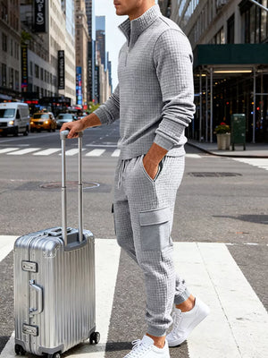 95%polyester, 5%spandex Care instructions: Machine wash cold lounge set in Black with relaxed silhouette