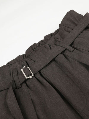 capris in charcoal with belted and capri