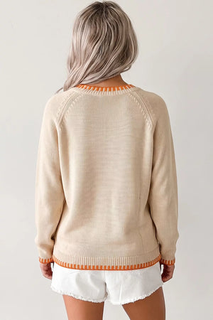 Floral Embroidery Pumpkin Long Sleeve Sweater option 3