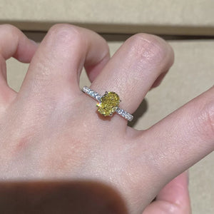 Copper Zircon Oval Ring in silver with oval cut zircon
