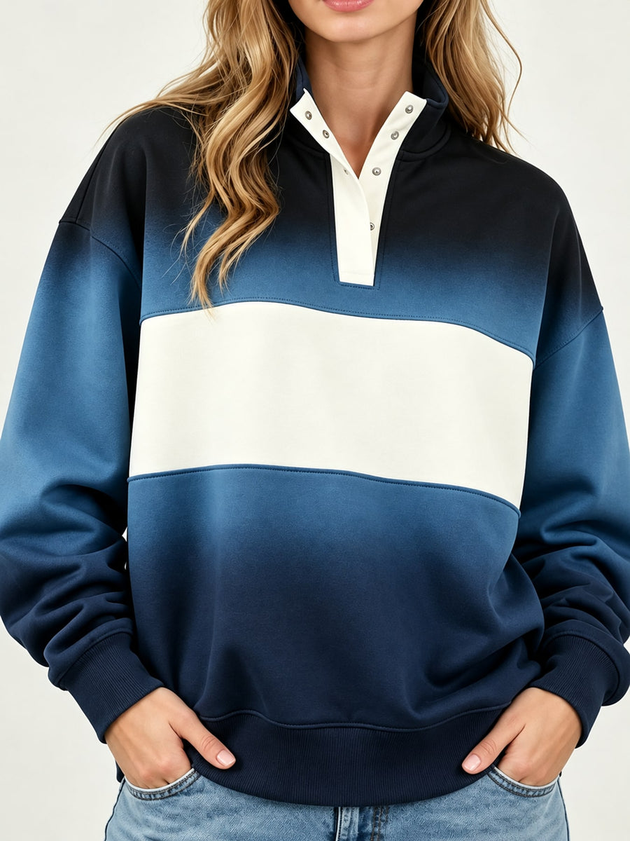 sweatshirt in terracotta with buttoned and hip-length