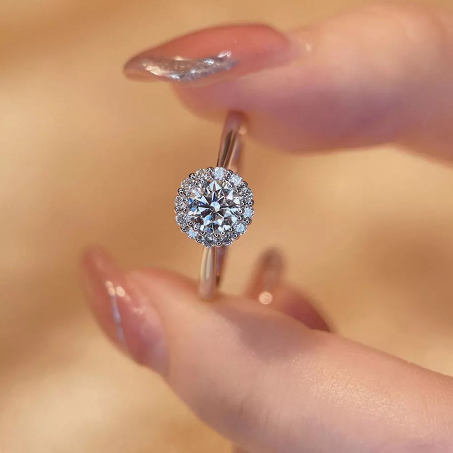 silver ring with adjustable and floral