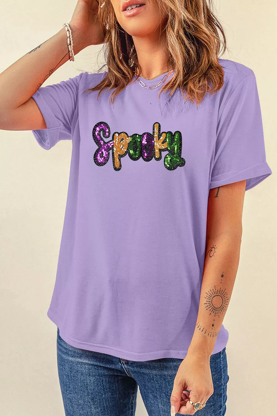 streetwear t-shirt in Lavender with crew neck