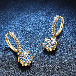earrings in clear with moissanite stones and drop