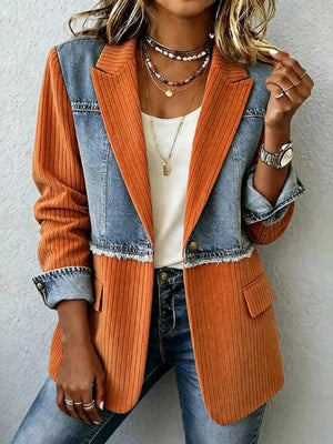 Light Blue blazer with raw hem and long sleeve