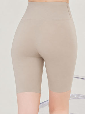 High-Waisted Seamless Compression Active Shorts in Milk Tea with high-waisted
