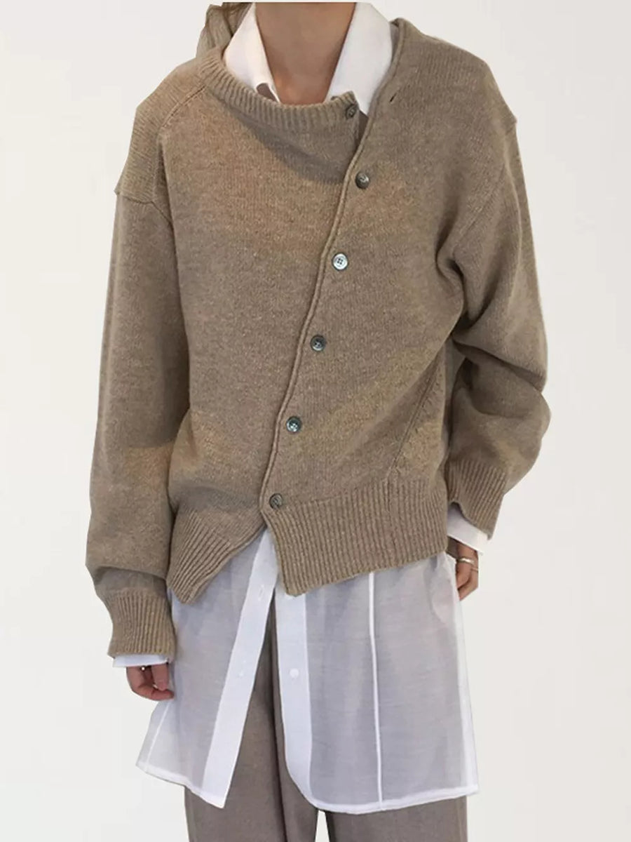 modern cardigan in Tangerine with crew neck