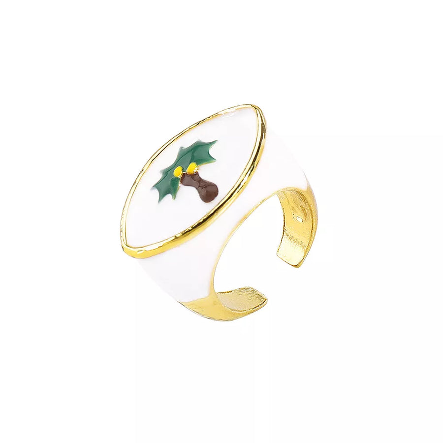 18k Gold-plated Open Ring in navy blue with 18K gold-plated