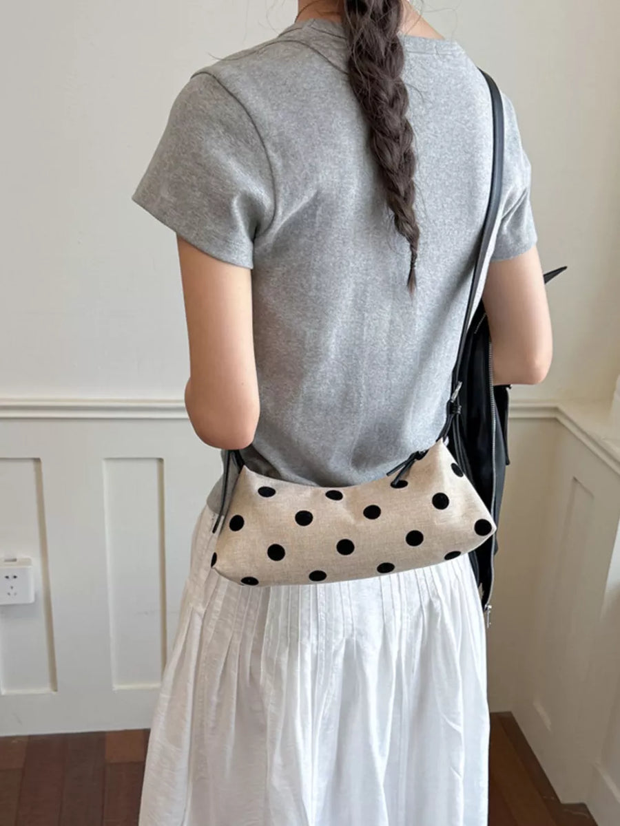crossbody bag featuring polka dot in oatmeal with Polyester Imported Size & texture