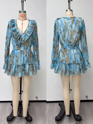 sky blue mini dress with mini and pullover