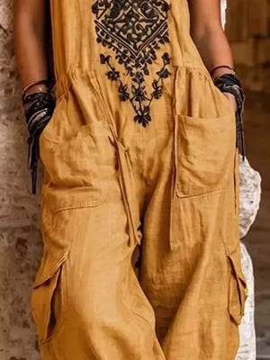 Gray jumpsuit with full-length and drawstring