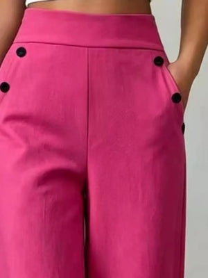 100% polyester Care instructions: Machine wash cold wide-leg pants in Apricot with flared silhouette