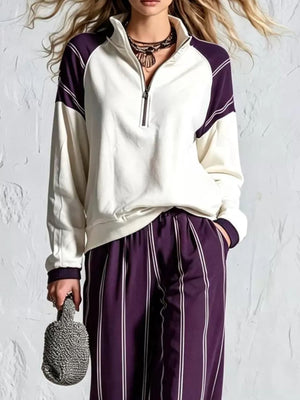 lounge set featuring striped in dark green with 100% polyester Care instructions: Machine wash cold texture