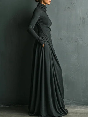 100% polyester Care instructions: Machine wash cold maxi dress in Dark Gray with relaxed silhouette