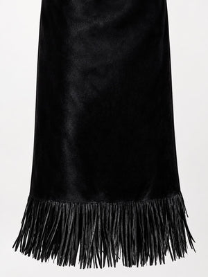 midi skirt in Black with fringe and midi