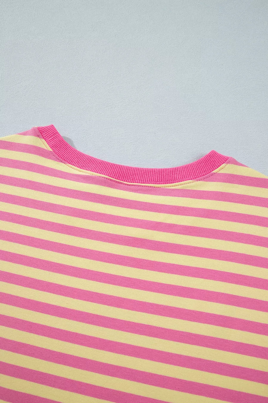 Stripe Colorblock Crew Neck Loose Tee & Pant Set in Strawberry