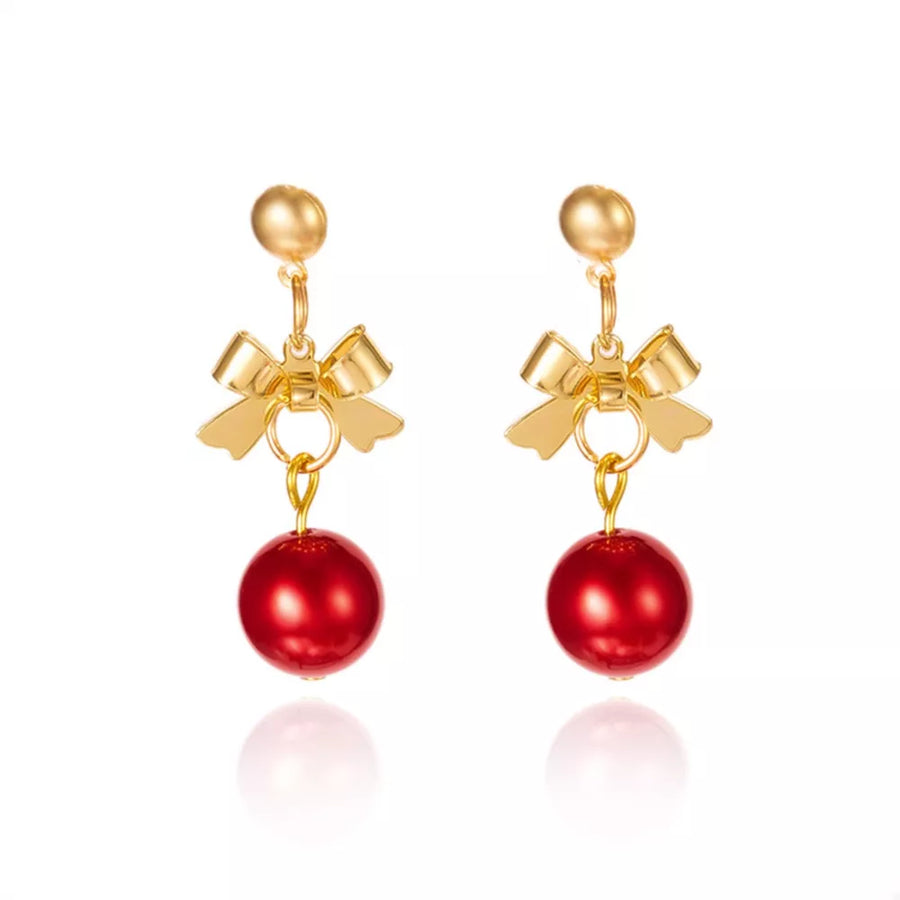 gold earrings with bow detail and not applicable