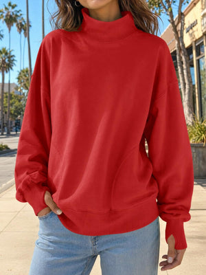 sweatshirt in red featuring oversized and oversized fit