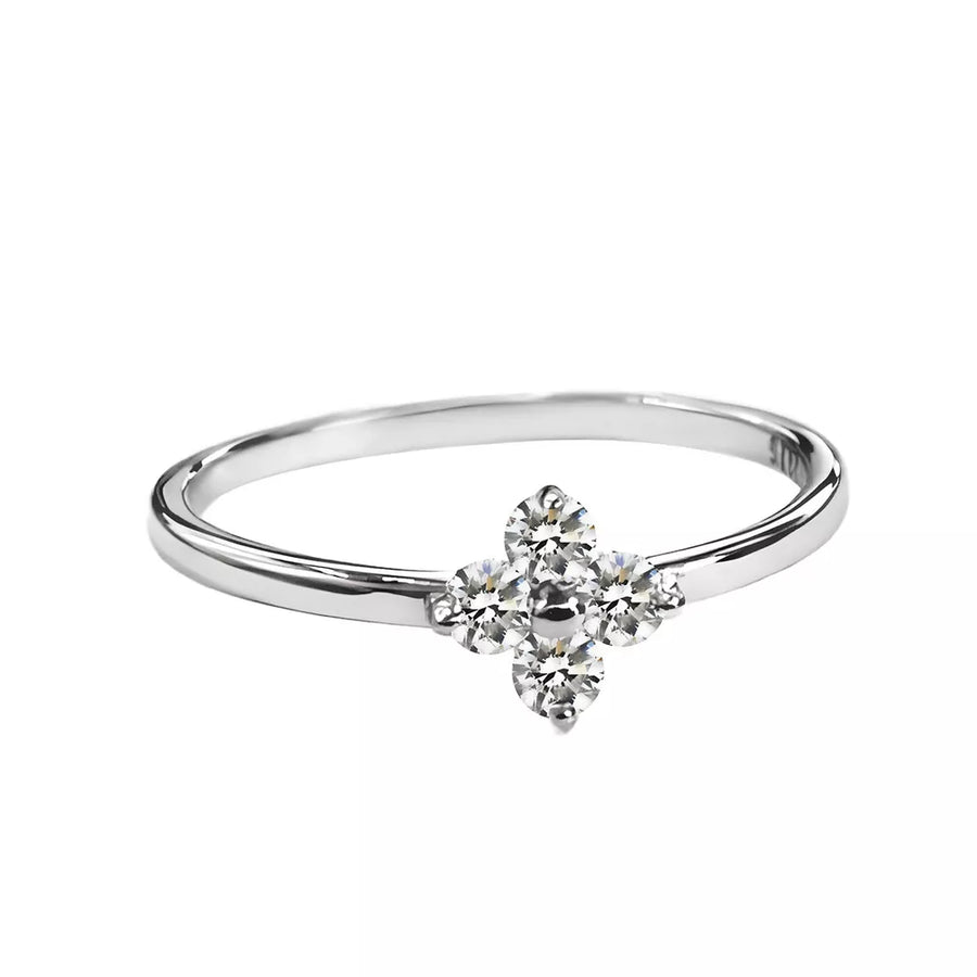 ring in Silver with four-leaf clover and zircon embellishment