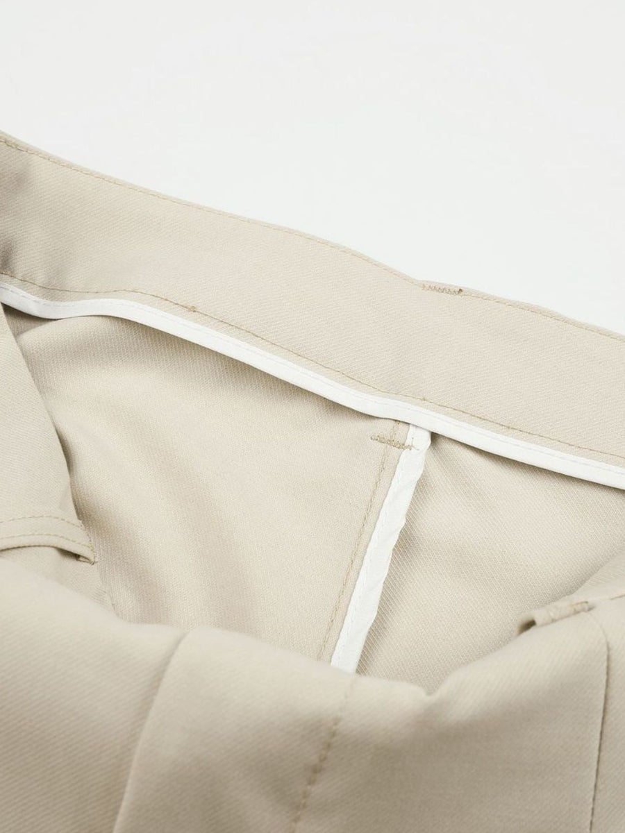Men's High-Waisted Pleated Wide-Leg Pants in Apricot with pleated front