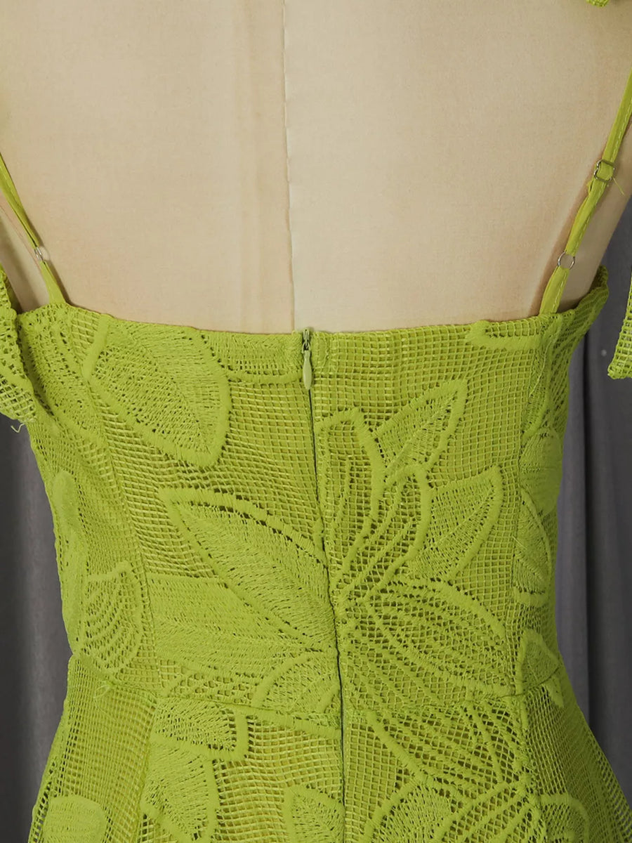 Sweetheart Neck Tie-strap Dress in Yellow