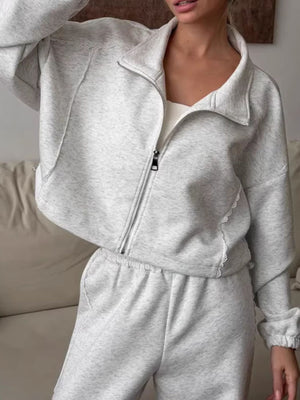 athleisure lounge set in Navy Blue with collared