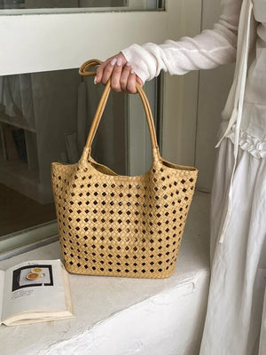 shoulder bag featuring woven in Black with PU Leather Imported Size & texture